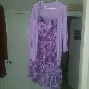 Purple strapless dress with Sonoma lavender shrug